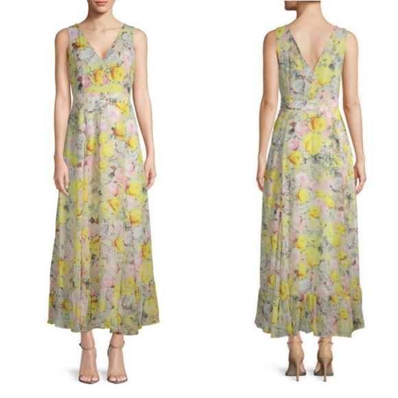 🆕️⬇️Joan Vass Yellow Rose Multi Floral Maxi Dress - Picture 8 of 8